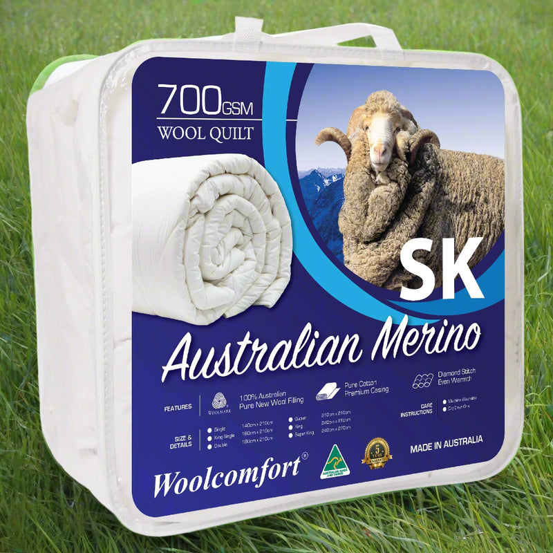Danoz Direct -  Woolcomfort Aus Made Merino Wool Quilt 700GSM 270x240cm Super King Size