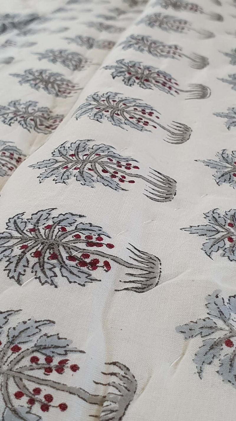 Danoz Direct - Kolka Palm & Pine Reversible Quilt 100% Cotton Blue - King Size