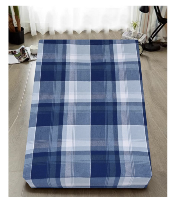 Danoz Direct -  Queen Luxury 100% Cotton Flannelette Fitted Bed Sheet Flannel - Blue Check Print