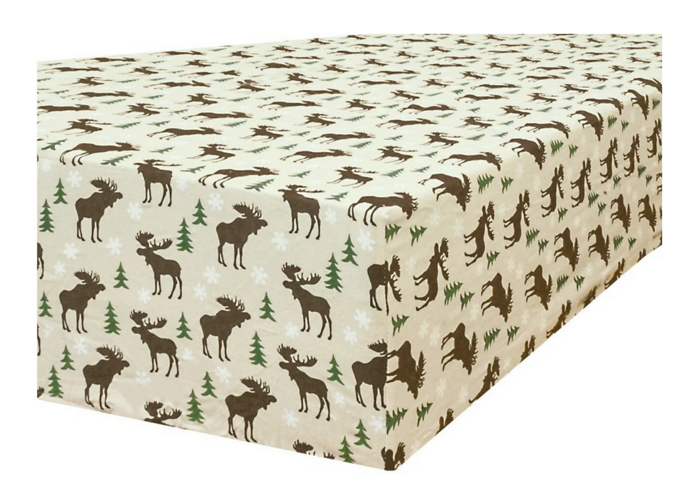 Danoz Direct -  Queen 100% Cotton Flannelette Fitted Bed Sheet Authentic Flannel - Beige Reindeer