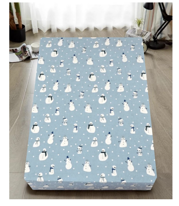 Danoz Direct -  Queen Luxury 100% Cotton Flannelette Fitted Bed Sheet Authentic Flannel - Snowman
