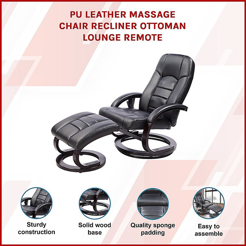 Danoz Direct - PU Leather Massage Chair Recliner Ottoman Lounge Remote