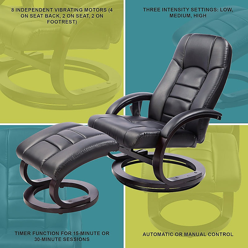 Danoz Direct - PU Leather Massage Chair Recliner Ottoman Lounge Remote