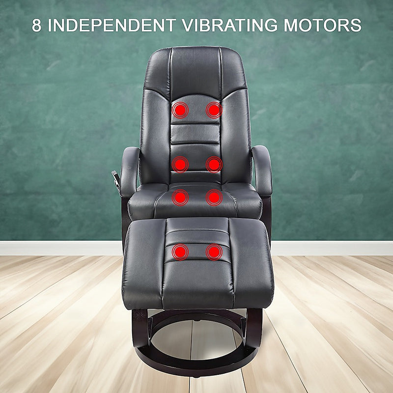 Danoz Direct - PU Leather Massage Chair Recliner Ottoman Lounge Remote