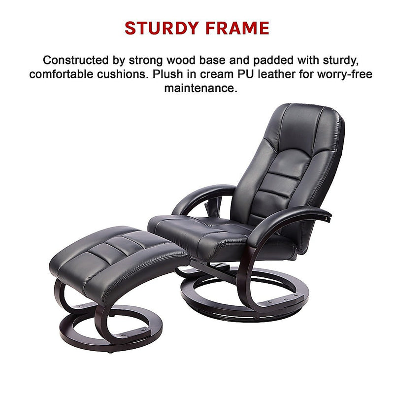 Danoz Direct - PU Leather Massage Chair Recliner Ottoman Lounge Remote