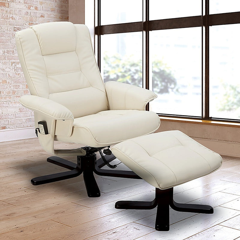Danoz Direct - PU Leather Massage Chair Recliner Ottoman Lounge Remote