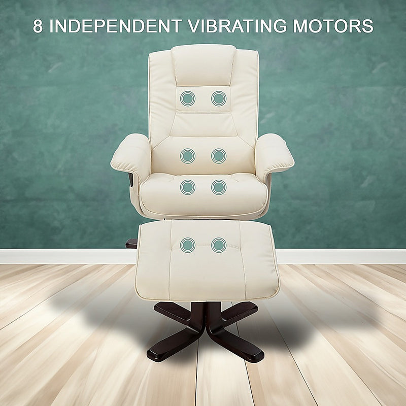 Danoz Direct - PU Leather Massage Chair Recliner Ottoman Lounge Remote