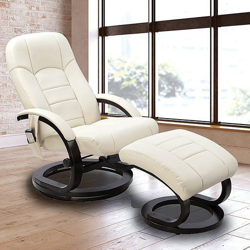 Danoz Direct - PU Leather Deluxe Massage Chair Recliner Ottoman Lounge Remote