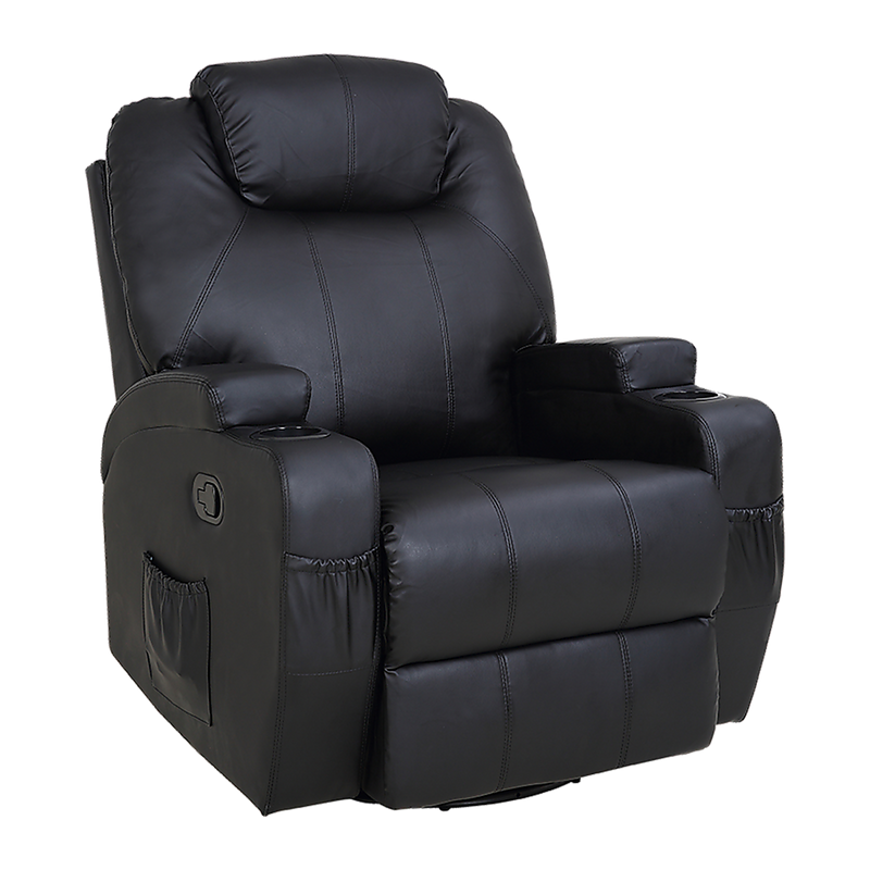 Danoz Furniture - Massager Sofa Chair Recliner 360 Degree Swivel PU Leather Lounge 8 Point Heated