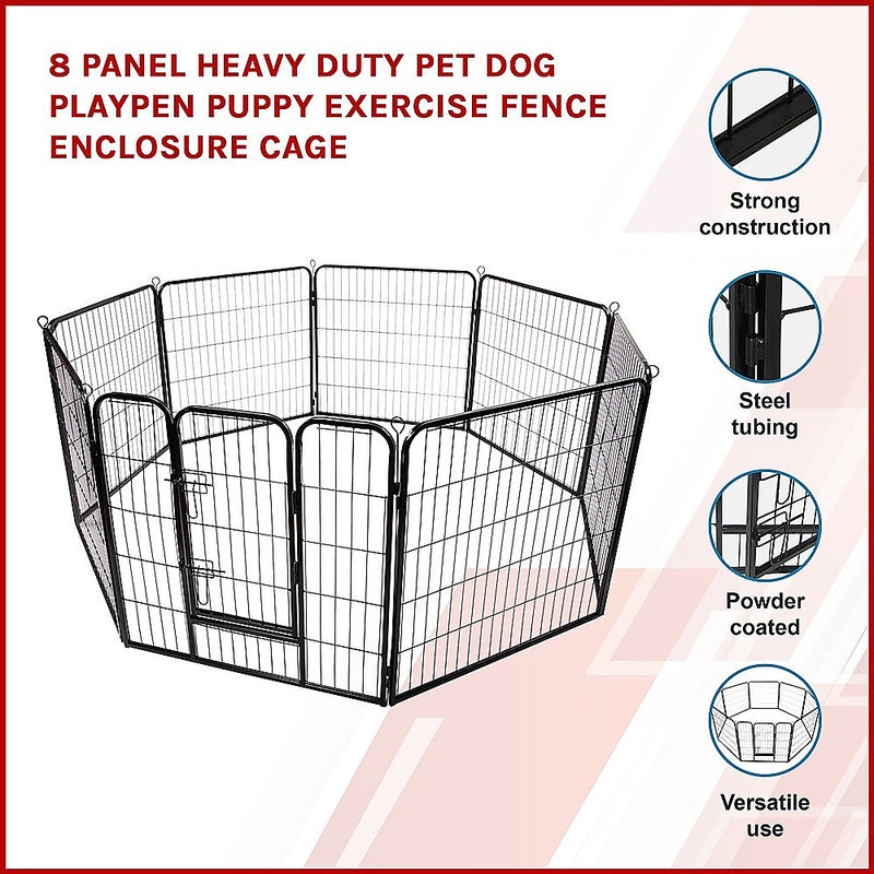 Danoz Direct - 8 Panel Heavy Duty Pet Dog Playpen Puppy Exercise Fence Enclosure Cage