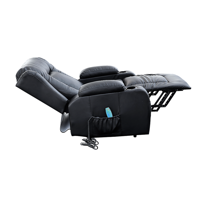 Danoz Direct - Recliner Chair Electric Massage Chair Lift Heated Leather Lounge Sofa Black