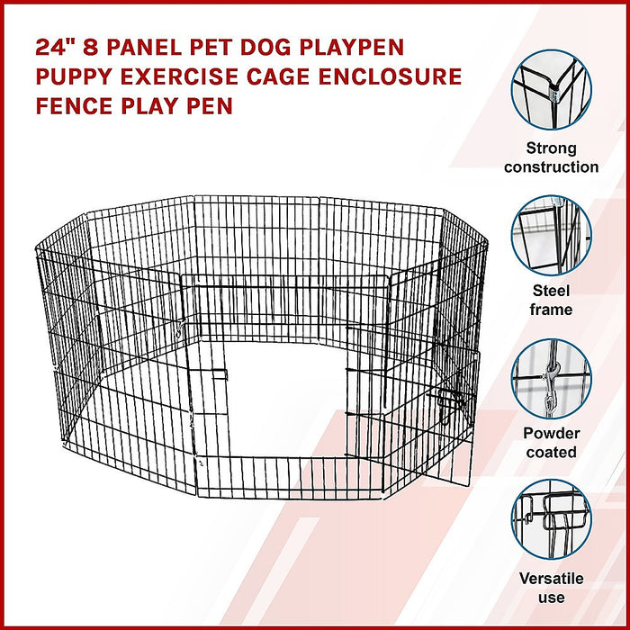 Danoz Direct - 24" 8 Panel Pet Dog Playpen Puppy Exercise Cage Enclosure Fence Play Pen