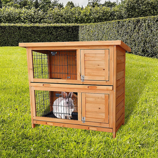 Danoz Direct - Large Rabbit Hutch with BASE Chicken Coop 2 Storey Guinea Pig Pet Cage House