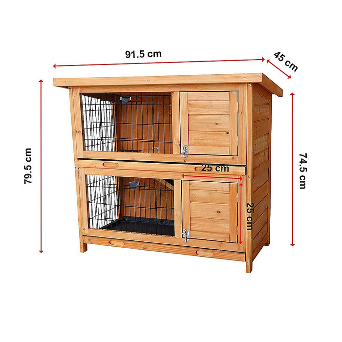Danoz Direct - Large Rabbit Hutch with BASE Chicken Coop 2 Storey Guinea Pig Pet Cage House